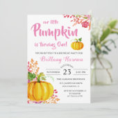 Invitation Pink Floral Little Citrouille 1er anniversaire Inv (Debout devant)