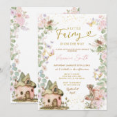 Invitation Pink Floral Little Fairy Baby Shower  (Devant / Derrière)