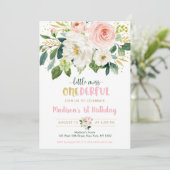 Invitation Pink Floral Little Miss Onederday premier annivers (Debout devant)