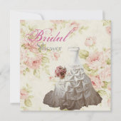 Invitation Pink Floral Mariage gown Fête des mariées Tea Part (Devant)