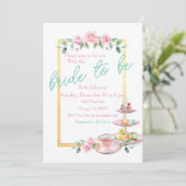 Invitation Pink Floral Mariée pour être Fête des mariées Tea (Debout devant)