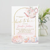 Invitation Pink Floral Mariée pour être Fête des mariées Tea  (Debout devant)