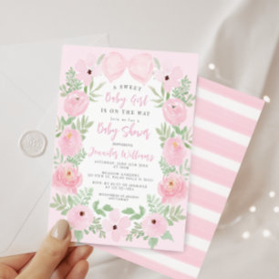 Invitation Pink floral mignon arc boho chic bébé fille douche