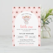 Invitation Pink Floral Mouse Baby Shower (Debout devant)