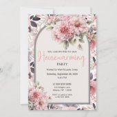 Invitation Pink Floral Pattern Élégante Fête de réchauffement (Devant)