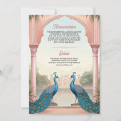 Invitation Pink Floral Peacocks Royal Indian Palace Wedding (Dos)