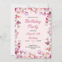Pink Floral Personnalisable Anniversaire Fête Invi