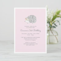 Pink Floral Porcupine Cute 3e fête d'anniversaire