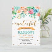 Invitation Pink Floral Premier Anniversaire (Debout devant)