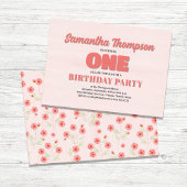 Invitation Pink Floral Premier anniversaire Modèle de la fête