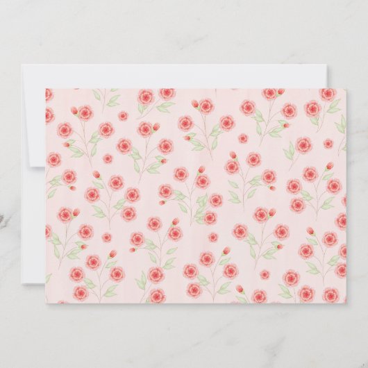 Invitation Pink Floral Premier anniversaire Modèle de la fête (Dos)