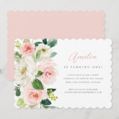 Invitation Pink Floral Première fête d'anniversaire Invitatio (Devant / Derrière)
