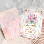 Invitation Pink Floral Princess Royal Castle 5e anniversaire