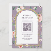 Invitation Pink Floral Purple Arch QR Code Mariage musulman (Dos)