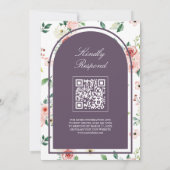 Invitation Pink Floral Purple Lace QR Code Mariage musulman (Dos)