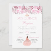 Invitation Pink Floral Quinceañera Spanish  (Devant)