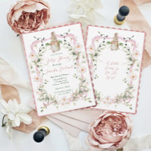 Pink Floral Ribbon Baby Baby shower lapin