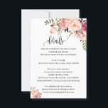 Invitation Pink Floral Romantic boho chic insert card<br><div class="desc">Ajouter votre propre libellé à la conception, pour des modifications supplémentaires (couleur de police, style de police, suppression ou déplacement d'éléments, changement de libellé *Le libellé "Détails" n'est pas modifiable mais la couleur peut être modifiée ou supprimée), cliquez sur personnaliser, faites défiler vers le bas et cliquez sur le lien...</div>