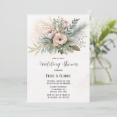 Invitation Pink Floral Sage Greenery Invitatiatiatio Wedding (Debout devant)