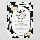 Invitation Pink Floral Saint Vache Baby shower d'impression (Devant / Derrière)