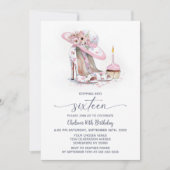 Invitation Pink Floral Stiletto Shoes 16th Birthday Party (Devant)