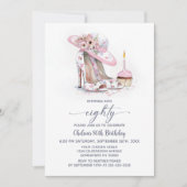 Invitation Pink Floral Stiletto Shoes 80th Birthday Party (Devant)
