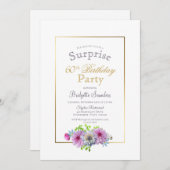 Invitation Pink Floral Surprise 60e anniversaire (Devant / Derrière)