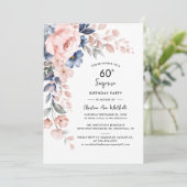 Invitation Pink Floral Surprise 60e anniversaire (Debout devant)
