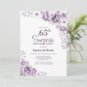 Invitation Pink Floral Surprise 65e anniversaire (Debout devant)