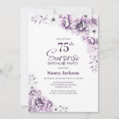 Invitation Pink Floral Surprise 75e anniversaire (Devant)