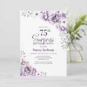 Invitation Pink Floral Surprise 75e anniversaire (Debout devant)