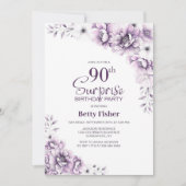 Invitation Pink Floral Surprise 90ème anniversaire (Devant)