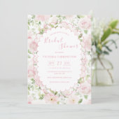 Invitation Pink Floral Vintage Bridal Shower (Debout devant)
