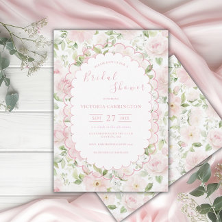 Invitation Pink Floral Vintage Bridal Shower