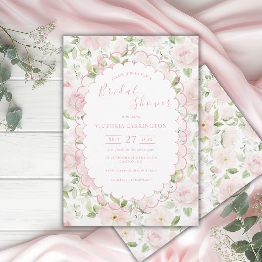Invitation Pink Floral Vintage Bridal Shower