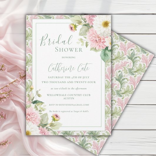 Invitation Pink Floral Vintage Bridal Shower