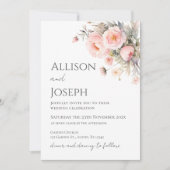 Invitation Pink Floral Wedding  (Devant)