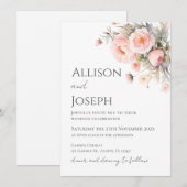 Invitation Pink Floral Wedding  (Devant / Derrière)