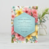 Invitation Pink Floral Whimsy Wedding (Debout devant)