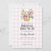Invitation Pink Flower Basket Bridal Shower Brunch (Devant)