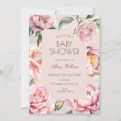 Invitation Pink flower bloom baby shower (Devant)