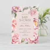 Invitation Pink flower bloom baby shower (Debout devant)