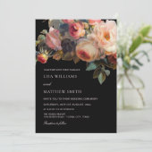 Invitation Pink Flower Dark Floral | Photo Wedding (Debout devant)