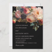 Invitation Pink Flower Dark Floral Roses Wedding (Devant)