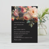 Invitation Pink Flower Dark Floral Roses Wedding (Debout devant)