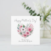 Invitation Pink Flower Heart Happy Mother’s Day (Debout devant)