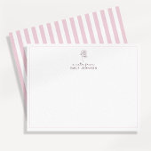 Invitation Pink flower & Stripes a Note From Flat Note Card