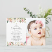 Invitation Pink Flowers, White Flowers, Floral Confirmation (Debout devant)