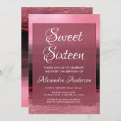 Invitation Pink Foil Girly Paint Stroke Sweet 16 Anniversaire (Devant / Derrière)