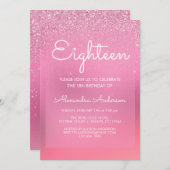 Invitation Pink Foil Girly Parties scintillant étincelle 18e  (Devant / Derrière)